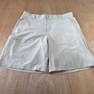Mens Columbia PFG Shorts 38 Khaki Fishing Cargo 10" Inseam